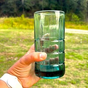 Vintage Anchor Hocking Tartan Green Iced Tea Glasses Tumblers 16 OZ